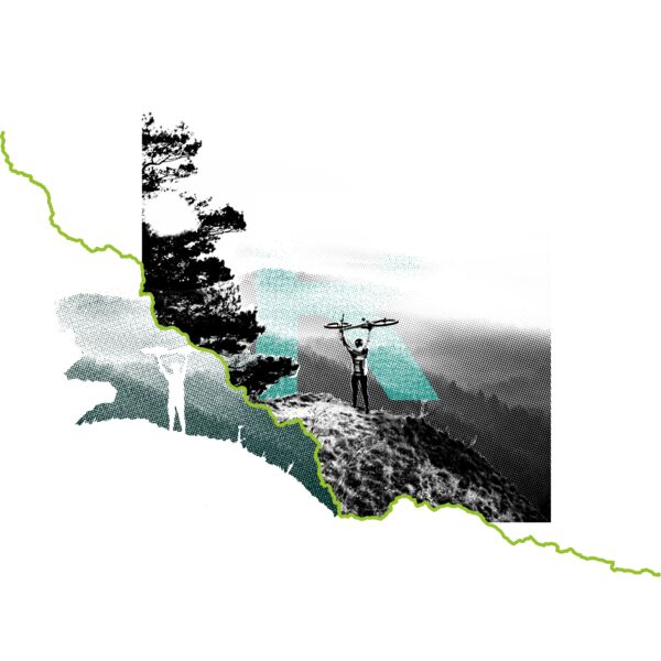 Freizeitshirt Mountainbike Logo Brust Herren Miniaturansicht